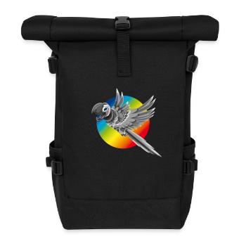 Papagei bunt fliegt Farbe Regenbogen Kinder comic - Rolltop Rucksack - Schwarz - Vorne