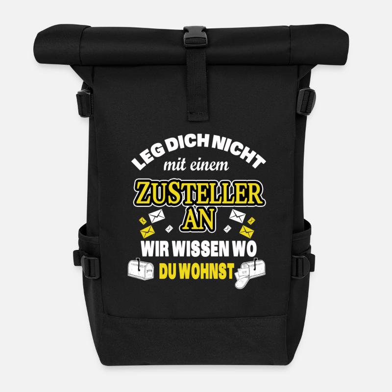 ZUSTELLER, POSTBOTE, POSTMANN - WIR WISSEN WO DU - Rolltop Rucksack - Schwarz