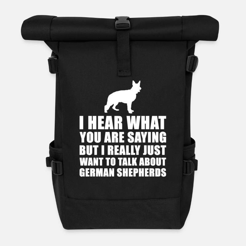 Funny German Shepherd Gift Idea - Roll Top Backpack - black