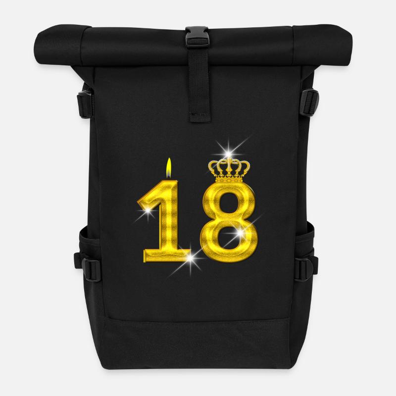 bougie d’anniversaire 18 - couronne - - or - Sac à dos roll top - noir