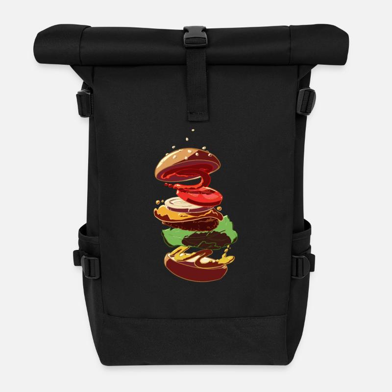 Cheeseburger - Rolltop Rucksack - Schwarz