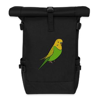 Budgerigar - Green Yellow Welli - Roll Top Backpack - black - Front
