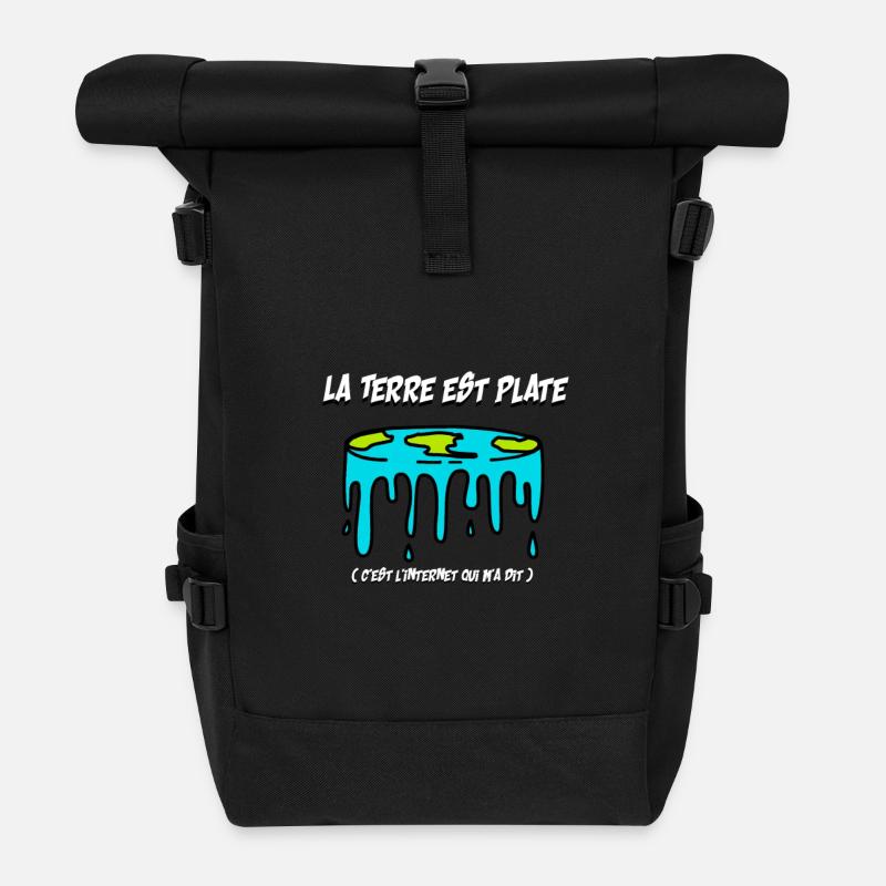 la terre est plate - Sac à dos roll top - noir
