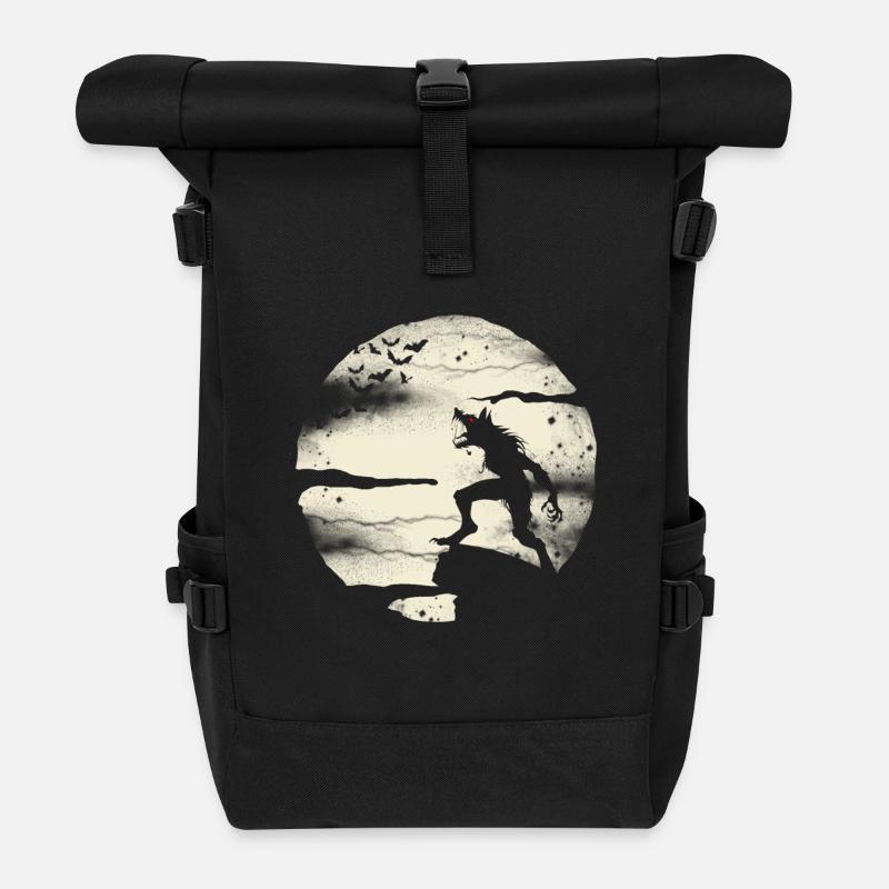 Werewolf With The Full Moon - Roll Top Backpack - black