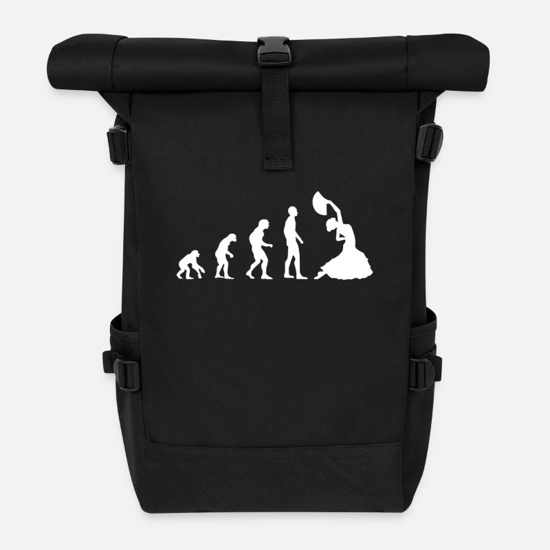 Flamenco Evolution / Flamenco Tanz / Kleid / weiß - Rolltop Rucksack - Schwarz