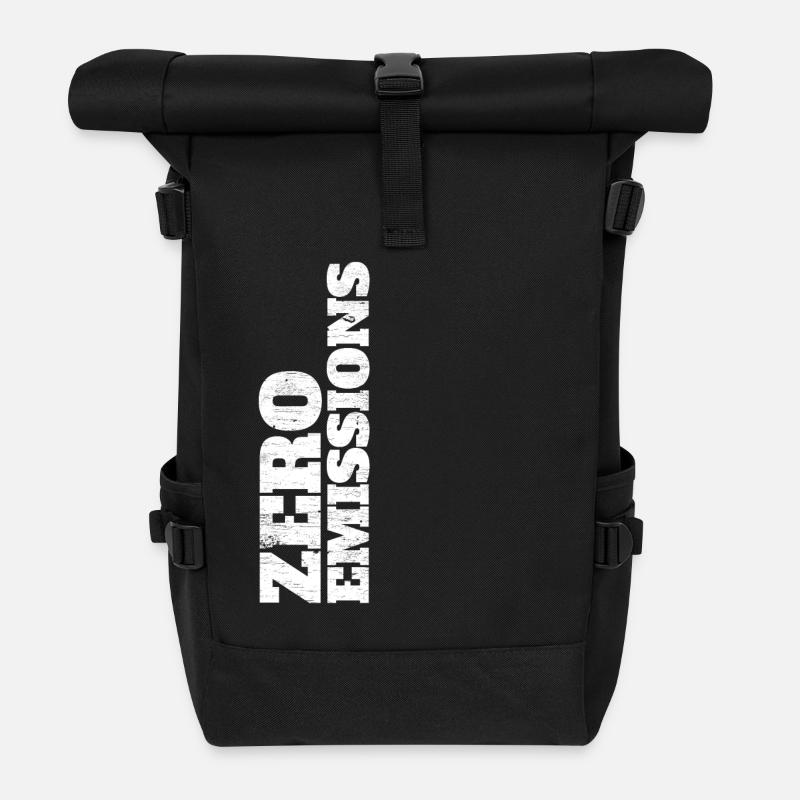 Zero Emissions / elektrisch fahren / Elektroauto - Rolltop Rucksack - Schwarz