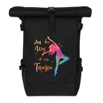 Aus dem Weg ich muss Tanzen - Tanzschule Tänzer - Rolltop Rucksack - Schwarz - Vorne