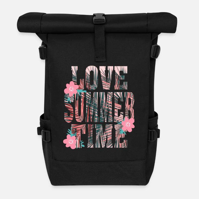 Love Summer Time Palmen Sommer Geschenk - Rolltop Rucksack - Schwarz