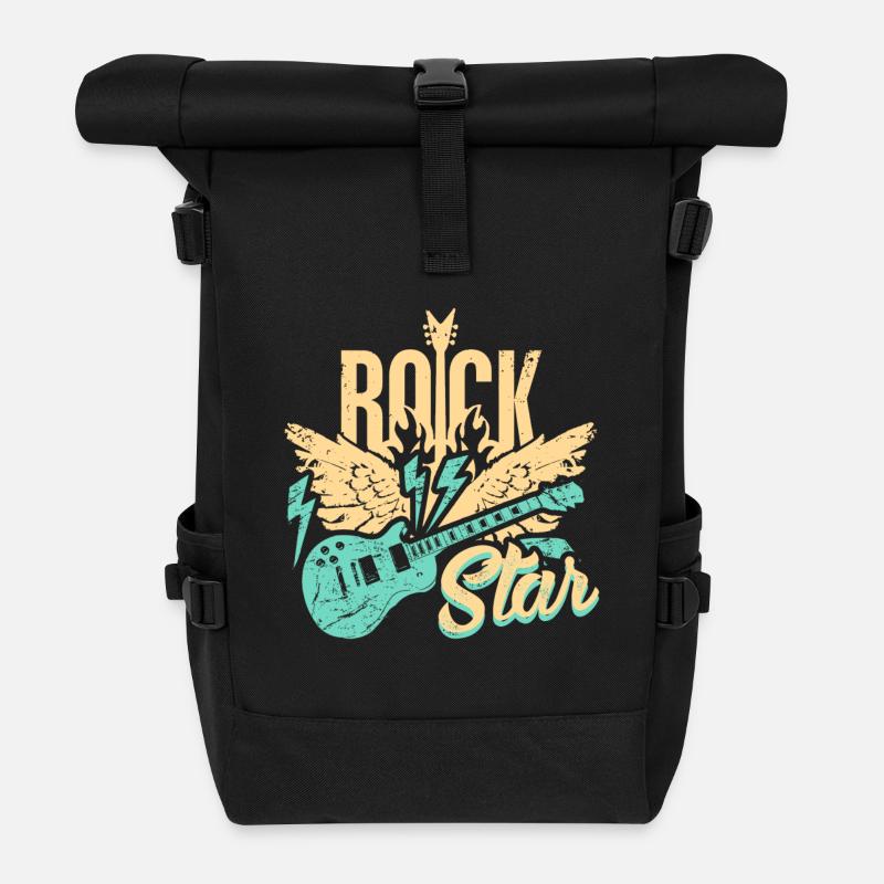 E-Gitarren- - Rolltop Rucksack - Schwarz