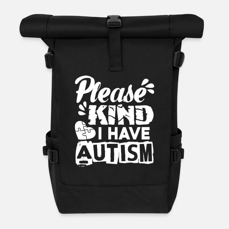 Sensibilisation à l'autisme J'ai l'autisme - Sac à dos roll top - noir