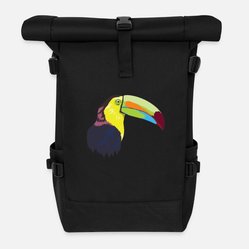 Fischertukan (Regenbogentukan) Tukan-Vogel - Rolltop Rucksack - Schwarz