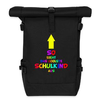 Kinder Schulanfänger Schulanfang Schulkind 2021 - Rolltop Rucksack - Schwarz - Vorne
