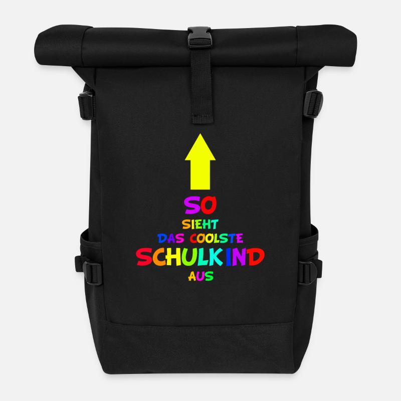 Kinder Schulanfänger Schulanfang Schulkind 2021 - Rolltop Rucksack - Schwarz