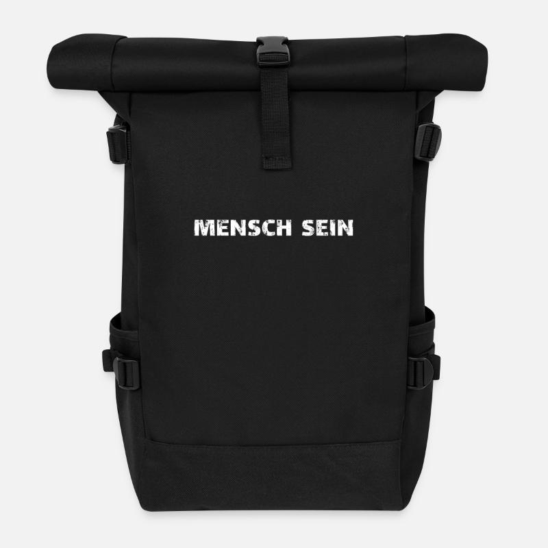 Mensch sein - Rolltop Rucksack - Schwarz