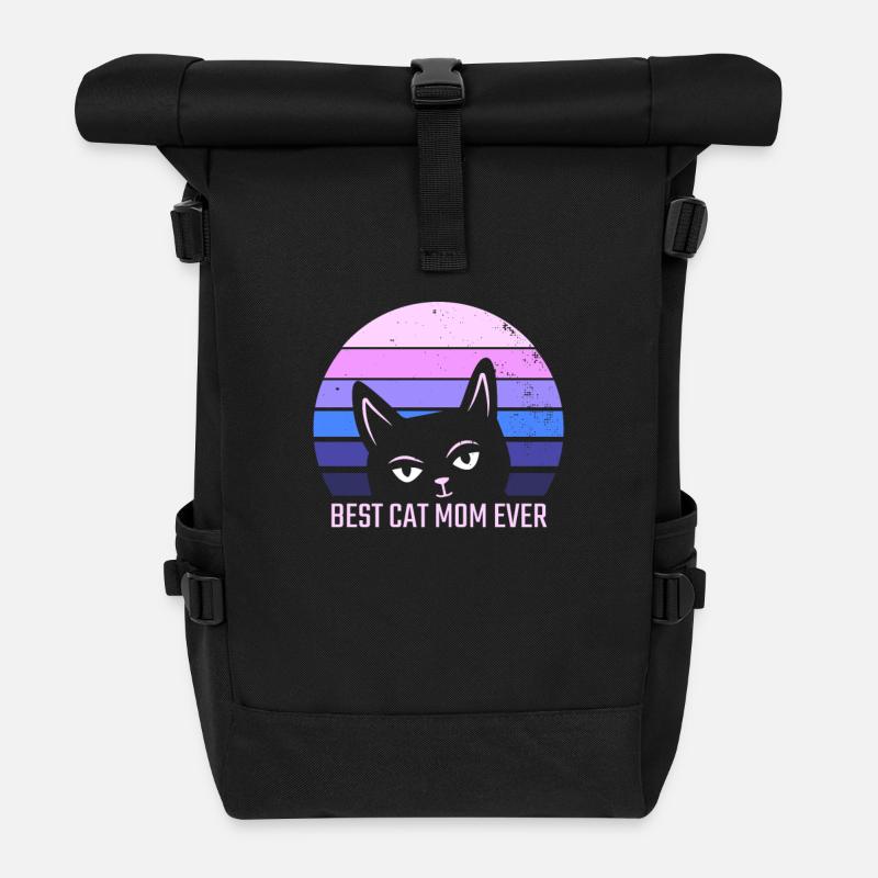 Best Cat Mom - Rolltop Rucksack - Schwarz