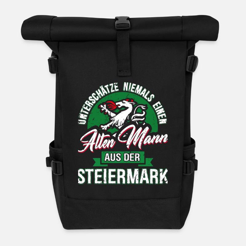 Unterschätze Nie einen Alten Steirer - Rolltop Rucksack - Schwarz