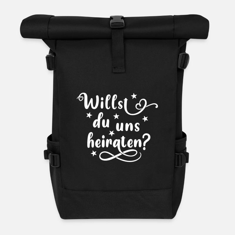 Willst du uns heiraten - Heiratsantrag - Rolltop Rucksack - Schwarz