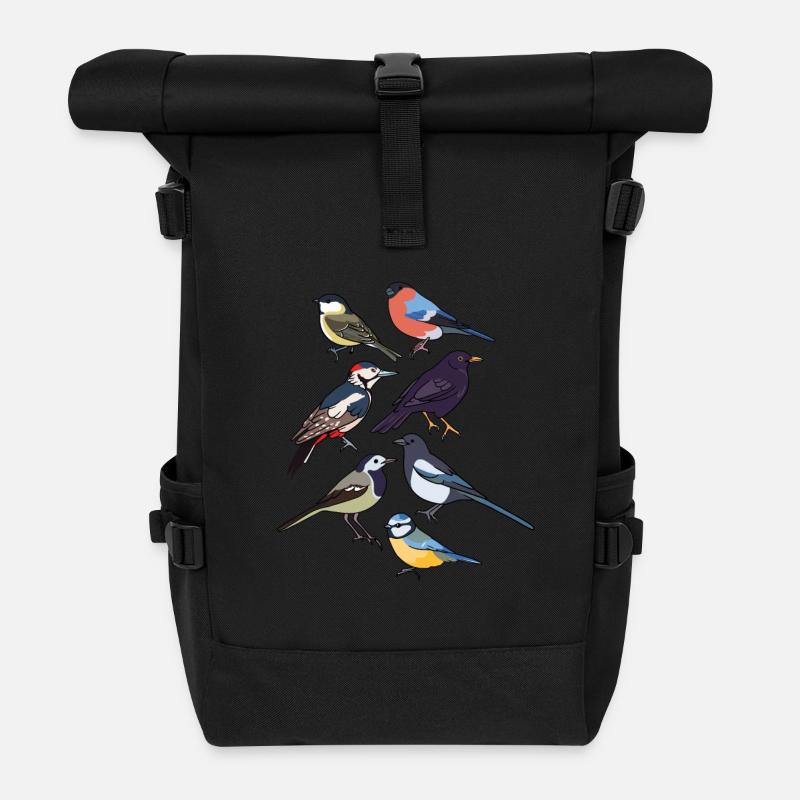 Gartenvögel Vögel - Rolltop Rucksack - Schwarz