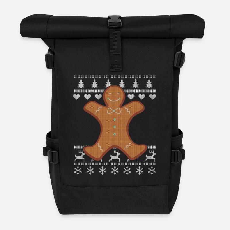 Ugly Christmas Lebkuchen - Rolltop Rucksack - Schwarz