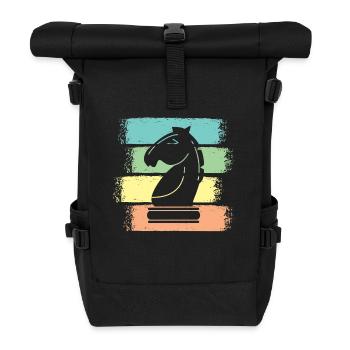 Schach Pferd Schachfiguren Retro - Rolltop Rucksack - Schwarz - Vorne