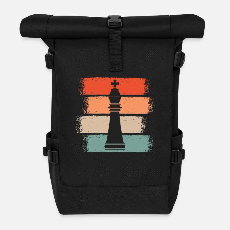 Vintage Schach Schachfiguren Retro Geschenk - Rolltop Rucksack - Schwarz