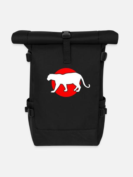 Großkatze Berglöwe - Rolltop Rucksack - Schwarz