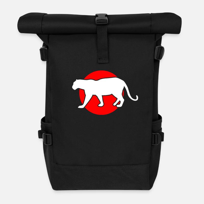 Großkatze Berglöwe - Rolltop Rucksack - Schwarz