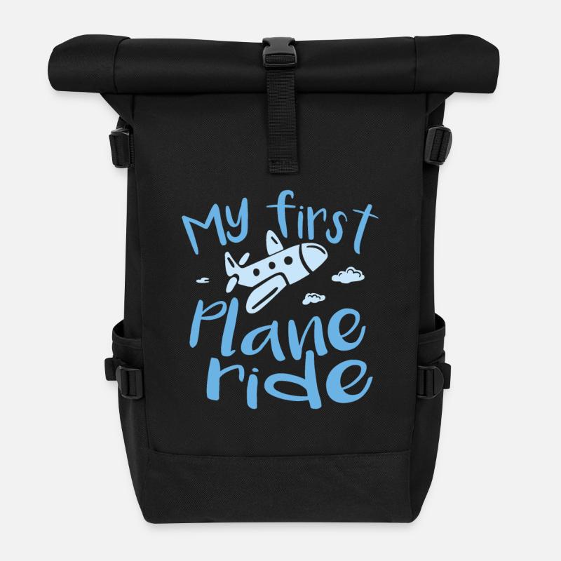 My first plane ride - Rolltop Rucksack - Schwarz