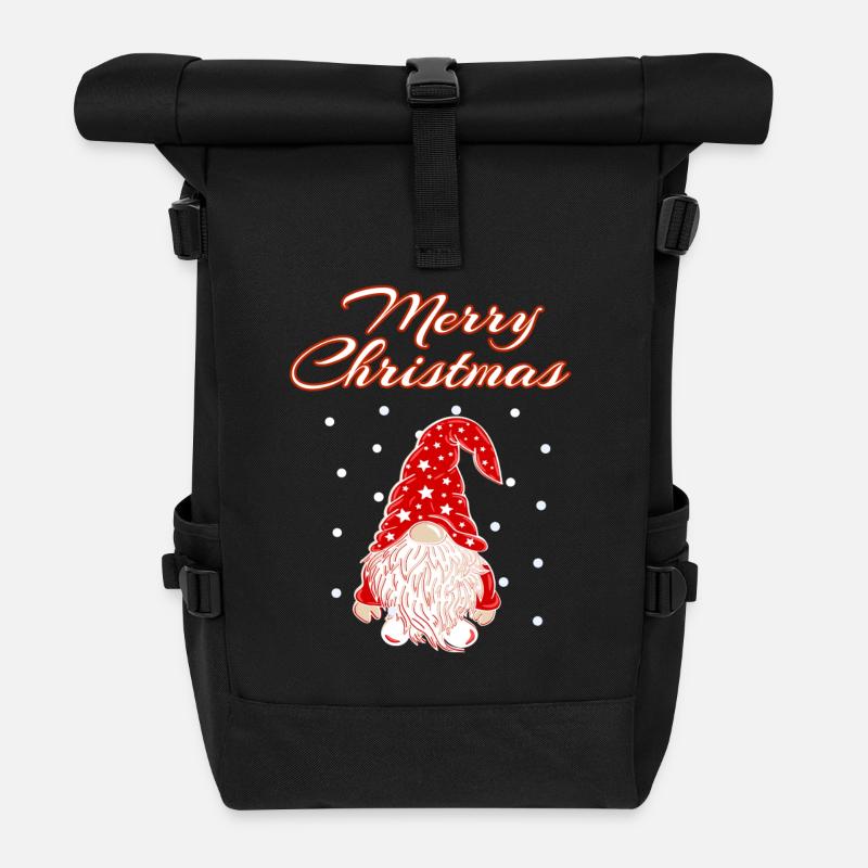 Merry Christmas Gnom Weihnachts Wichtel - Rolltop Rucksack - Schwarz