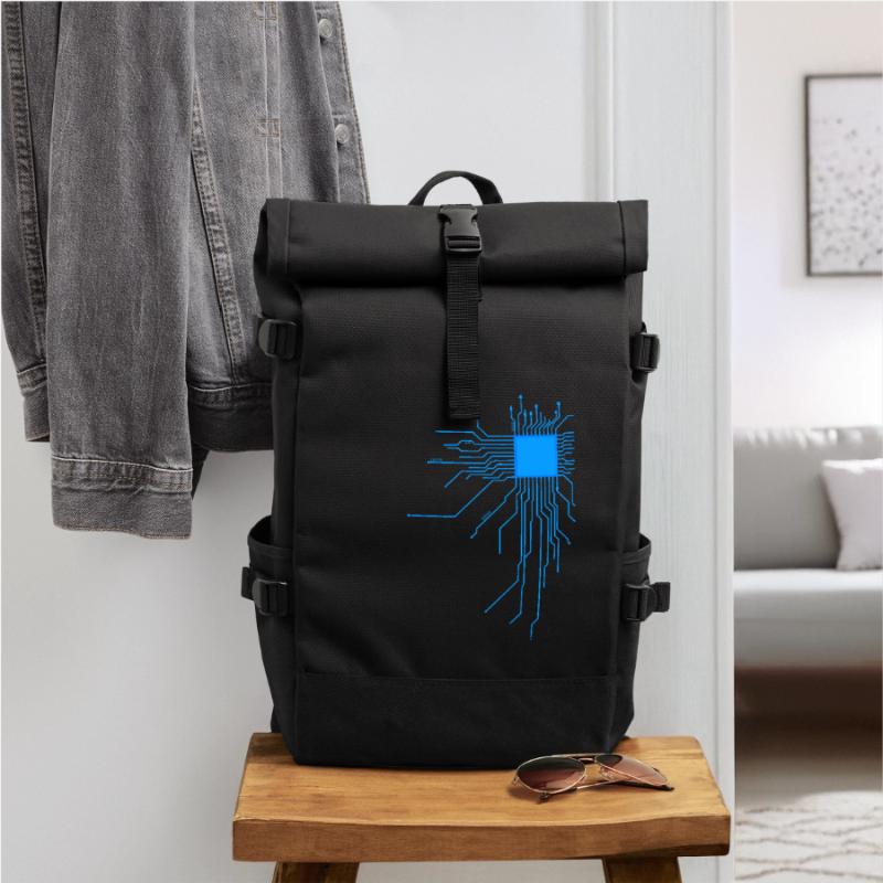 board blue computer pc admin core cpu nerd code Roll Top Backpack