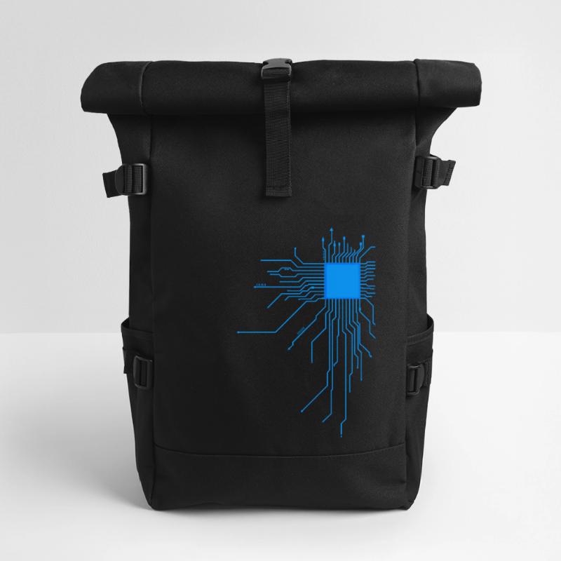 board blue computer pc admin core cpu nerd code Roll Top Backpack