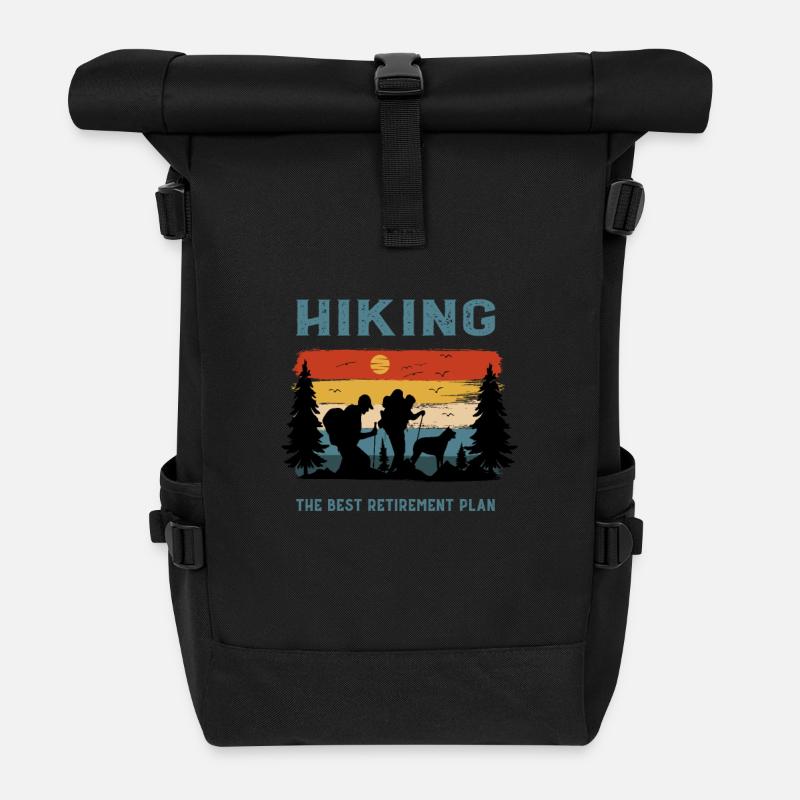 Hiking Hiking The Best Retirement Plan - Roll Top Backpack - black