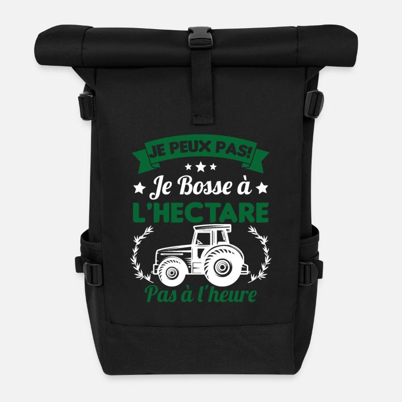 Je peux pas! Je bosse à l'hectare pas à l'heure - Sac à dos roll top - noir