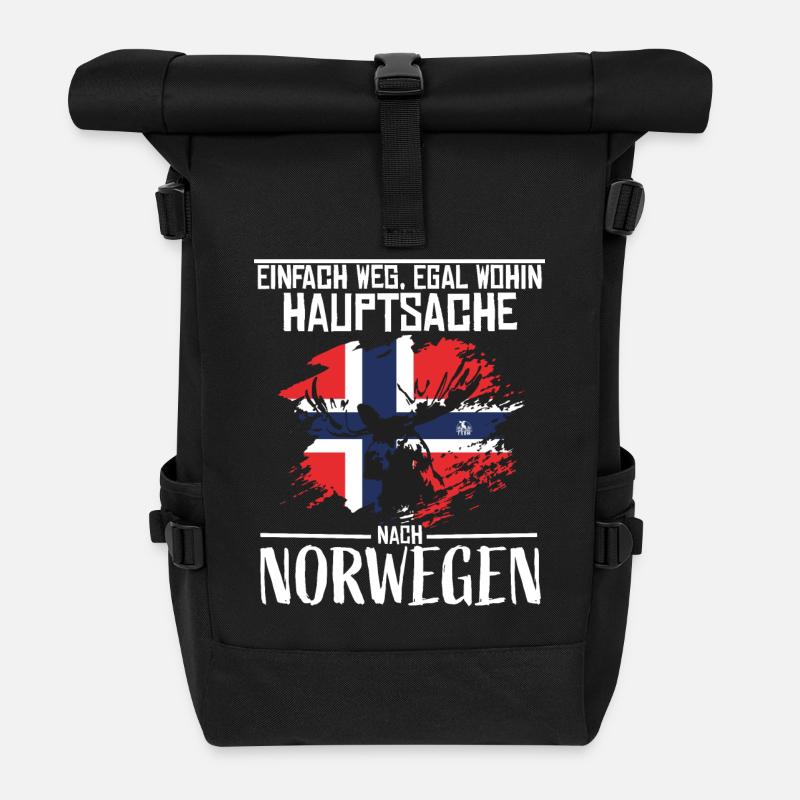 Norwegen - Einfach weg - Rolltop Rucksack - Schwarz