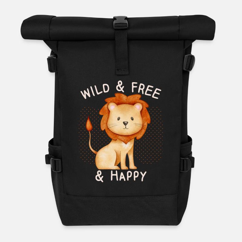 Lustiger Löwe, Spruch, Sternzeichen-Löwe - Rolltop Rucksack - Schwarz