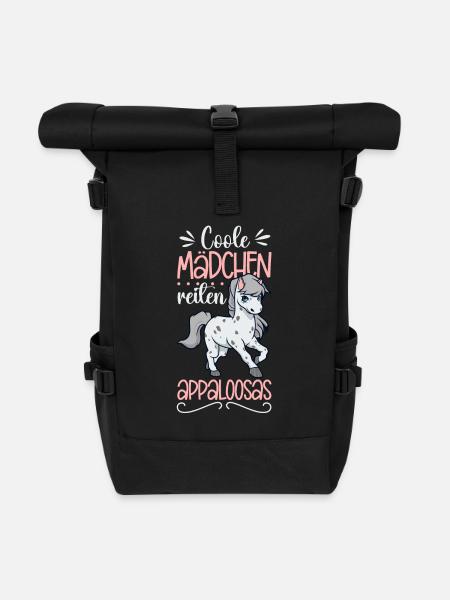 Coole Mädchen reiten Appaloosa - Rolltop Rucksack - Schwarz