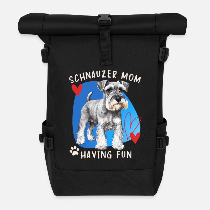 Schnauzer, Schnauzer-Terrier, Schnauzer-Mom Spruch - Rolltop Rucksack - Schwarz