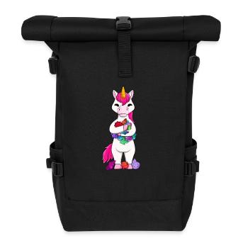 Licorne collectrice de coquillages - Sac à dos roll top - noir - Devant