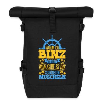 Schöne Muscheln - Warum ich Binz so liebe - Rolltop Rucksack - Schwarz - Vorne
