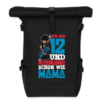 Ich bin 12 - Jungen Rocker - Rolltop Rucksack - Schwarz - Vorne