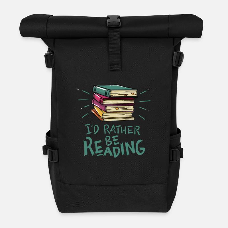 Bücher Lesen Spruch - Rolltop Rucksack - Schwarz