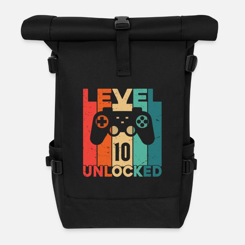 Level 10 freigeschaltet - Rolltop Rucksack - Schwarz