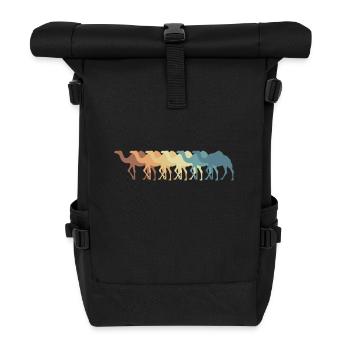 Camels Animals Dromedary Desert Animal - Roll Top Backpack - black - Front