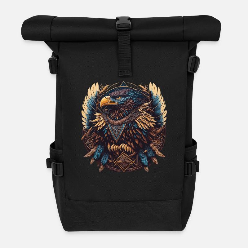 Nomadischer Adler Traumfänger - Rolltop Rucksack - Schwarz