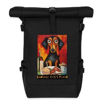 Ein Fest, ein Essen und ein Dackel - Rolltop Rucksack - Schwarz - Vorne