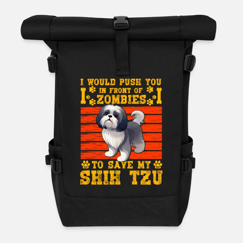 Shih Tzu - Roll Top Backpack - black