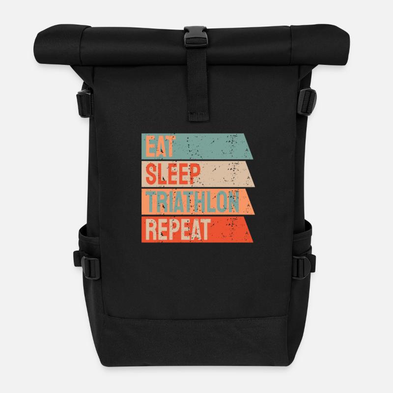 Eat Sleep Triathlon Repeat - Rolltop Rucksack - Schwarz