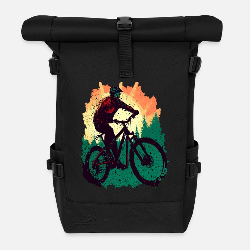 Vintage Mountain Biker VTT Cycliste de descente - Sac à dos roll top - noir