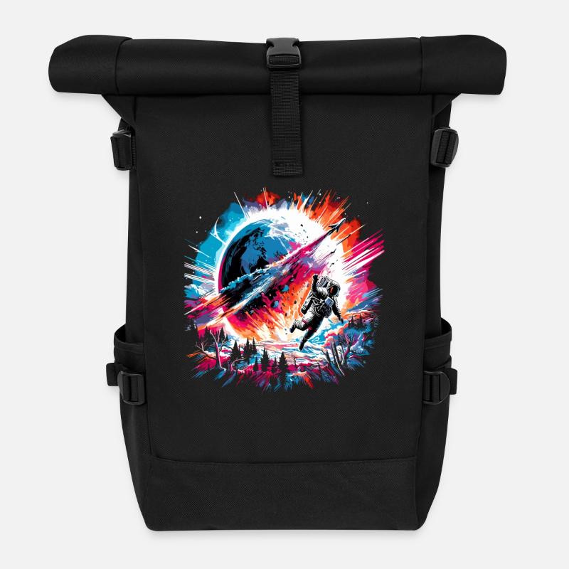Impakt Astronaut Meteoriten Einschlag Vintage - Rolltop Rucksack - Schwarz