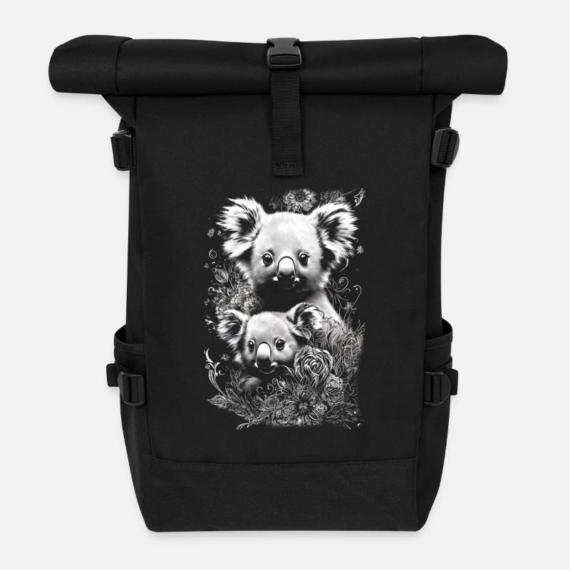 Niedliche und bezaubernde Koala Babys - Rolltop Rucksack - Schwarz